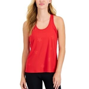 Ideology Women's Racerback Tank Top, shirt w/ Star Pattern licorice red, new